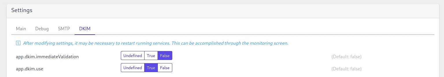 DKIM settings