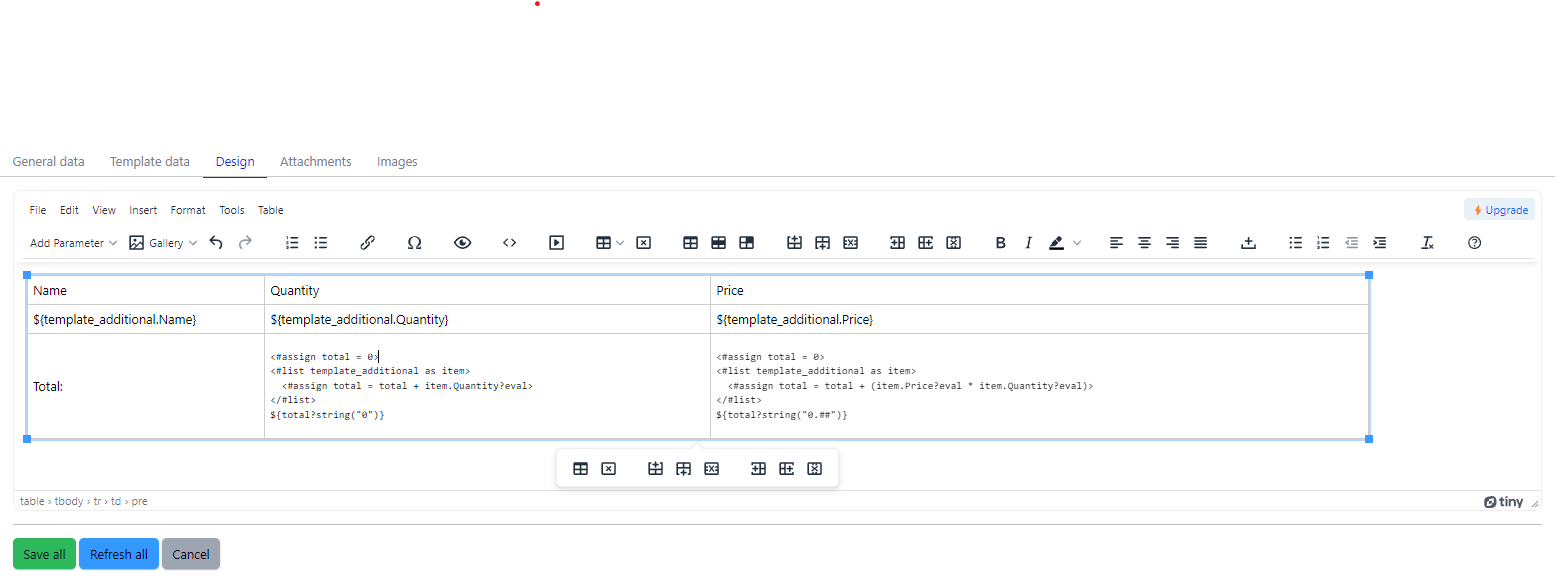 Table with dynamic content